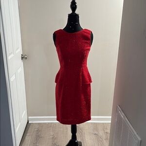 Spense Red Sheath Midi Dress for Cocktail